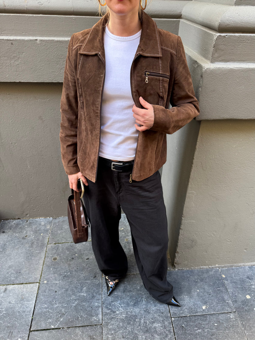 Dark Brown Suede Vintage Jacket