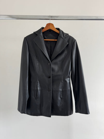 Fitted Black Leather Vintage Jacket