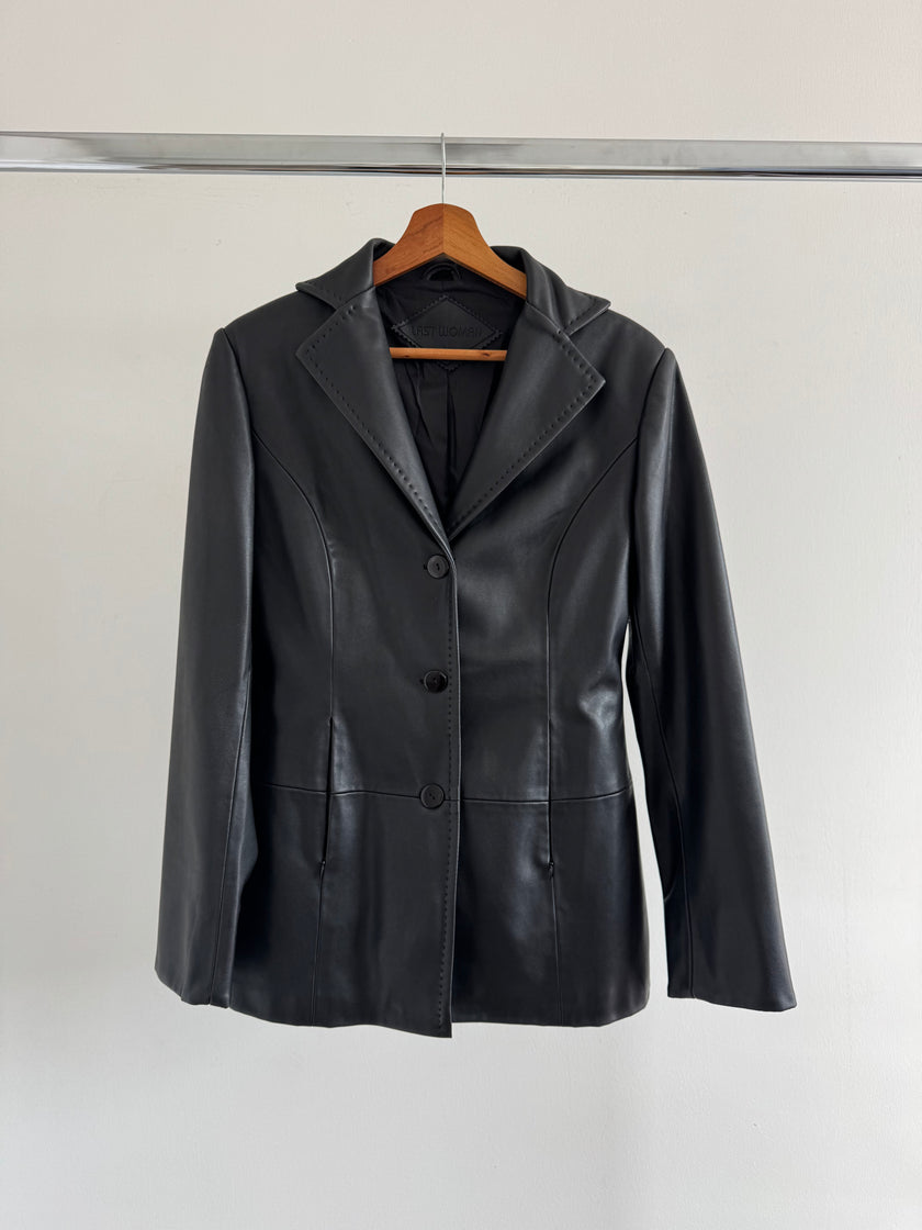 Fitted Black Leather Vintage Jacket