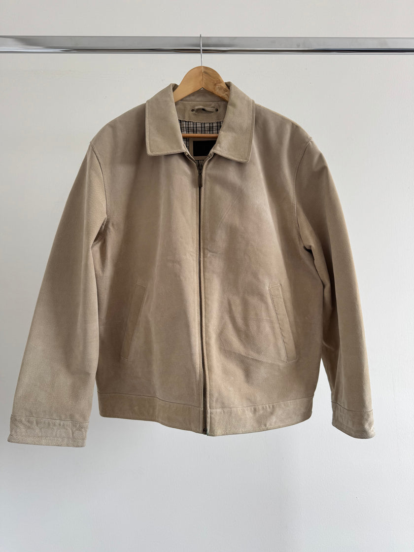 Light Beige Oversized Vintage Suede Jacket