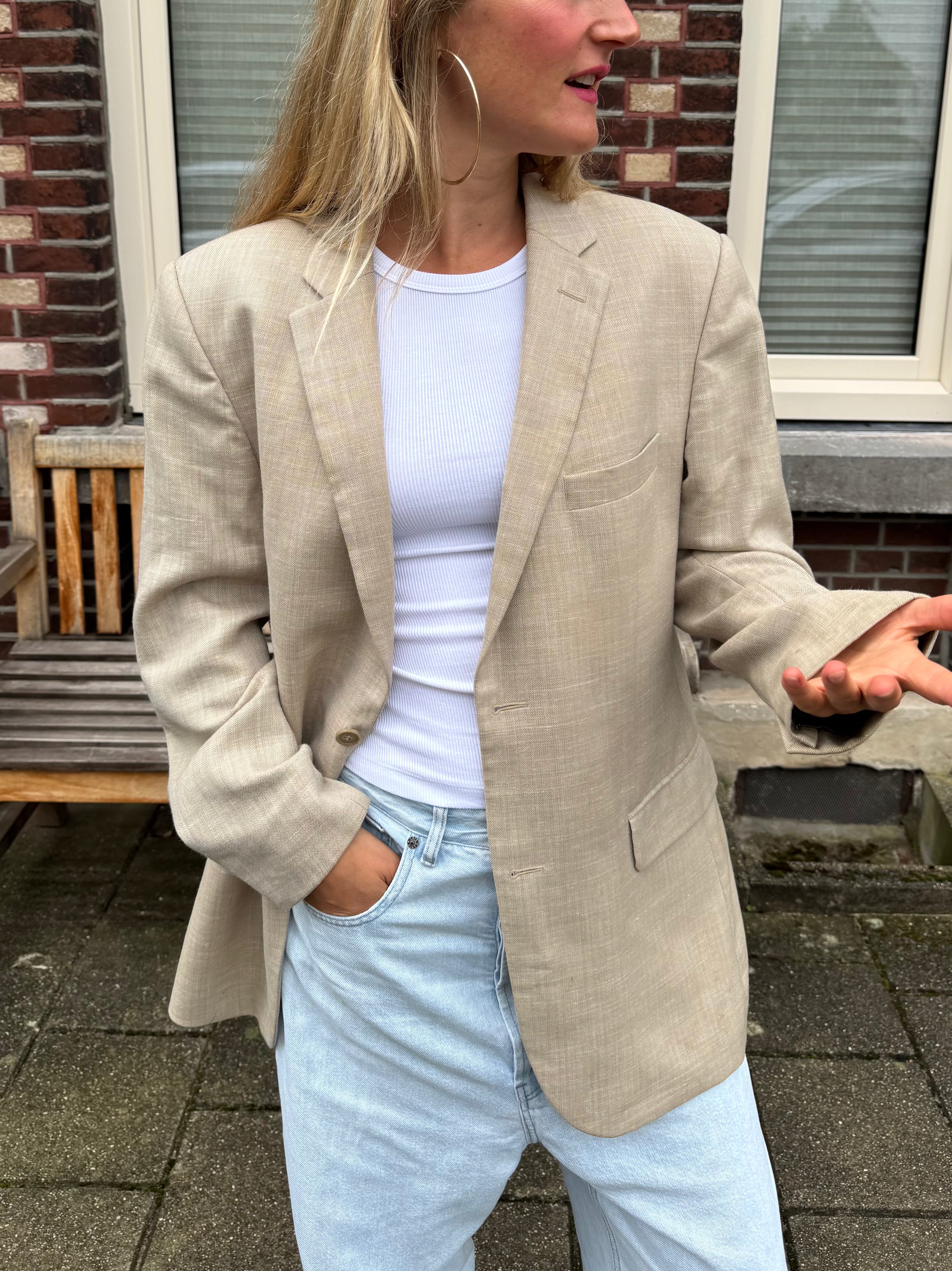 Light Beige Slightly Oversized Vintage Blazer