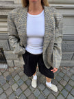Grey Beige Checked Vintage Blazer