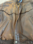 90s Dark Brown Vintage Leather Bomber Jacket