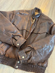 90s Dark Brown Vintage Leather Bomber Jacket