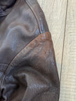 90s Dark Brown Vintage Leather Bomber Jacket