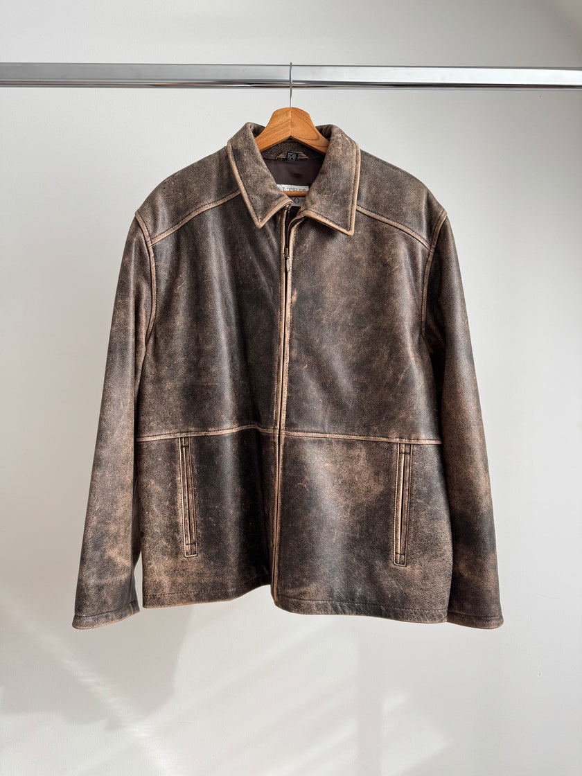 Trending Brown Faded Oversized Leather Jacket