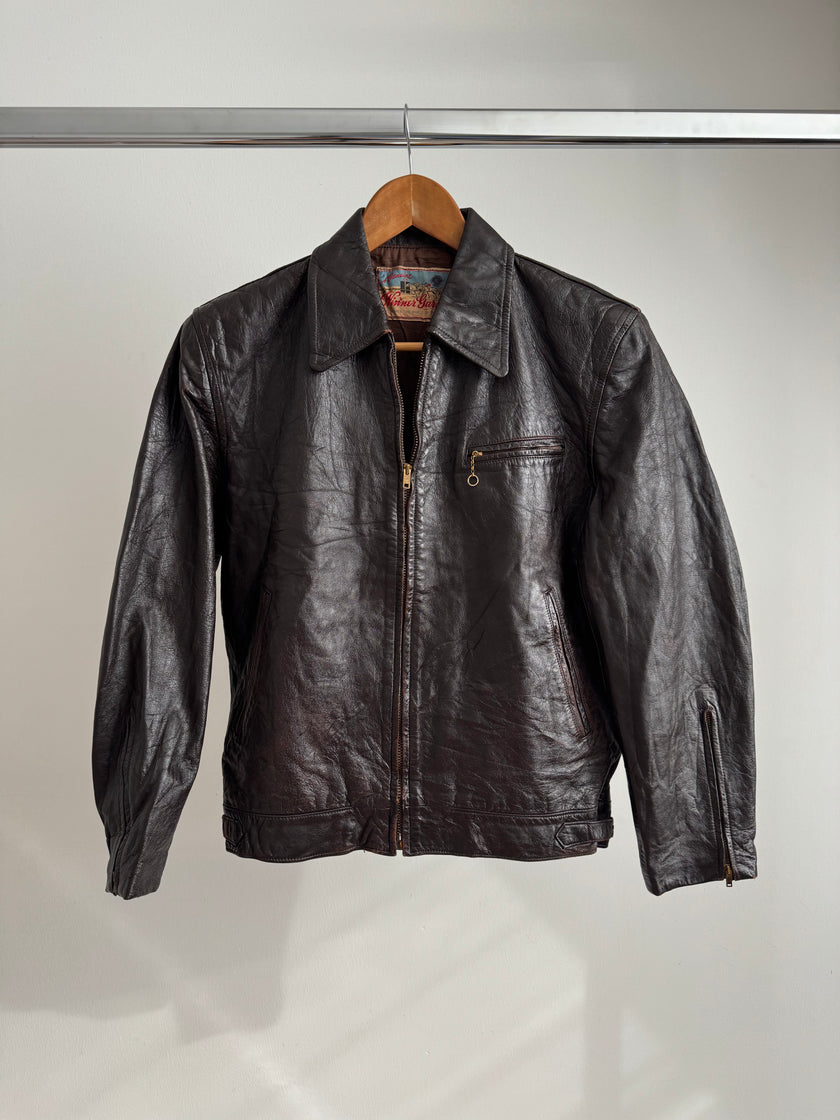 Brown Leather Shiny Vintage Jacket