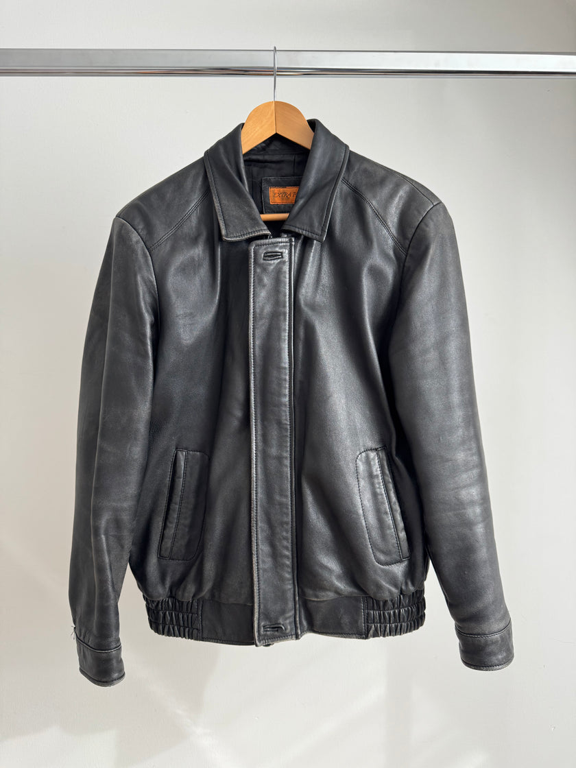 Black Leather Vintage Bomberjacket