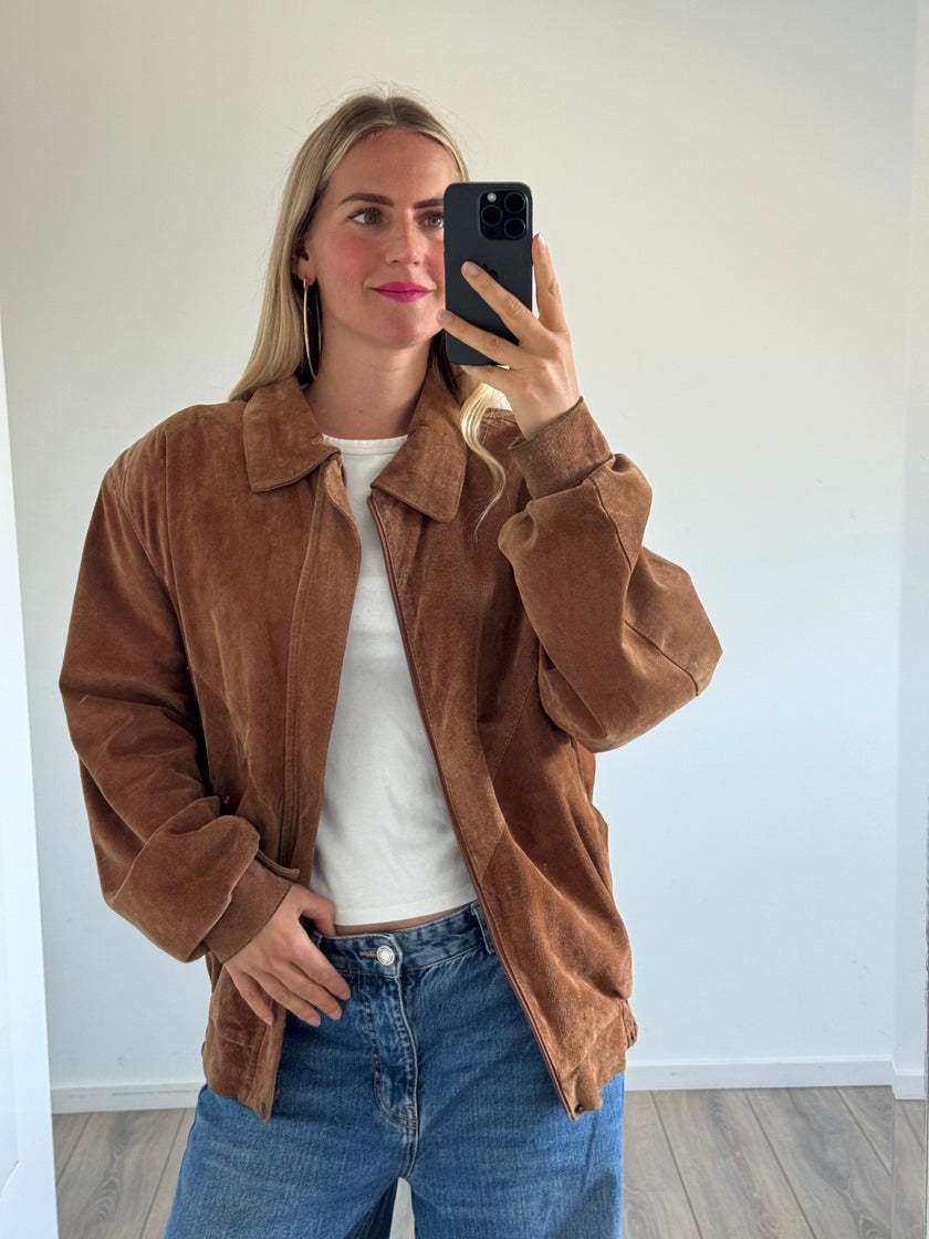 Camel Brown Vintage Bomber Jacket