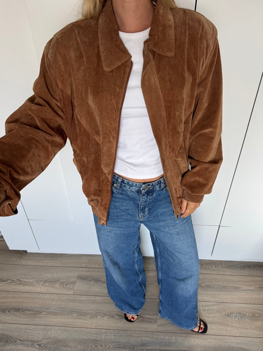 Camel Brown Vintage Bomber Jacket