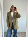 Khaki Beige Checked Vintage Blazer