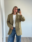 Khaki Beige Checked Vintage Blazer