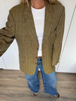 Khaki Beige Checked Vintage Blazer