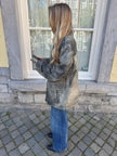Super Oversized Distressed Grey Leather Vintage Jacket