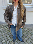Trending Brown Faded Oversized Leather Jacket