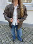 Trending Brown Faded Oversized Leather Jacket