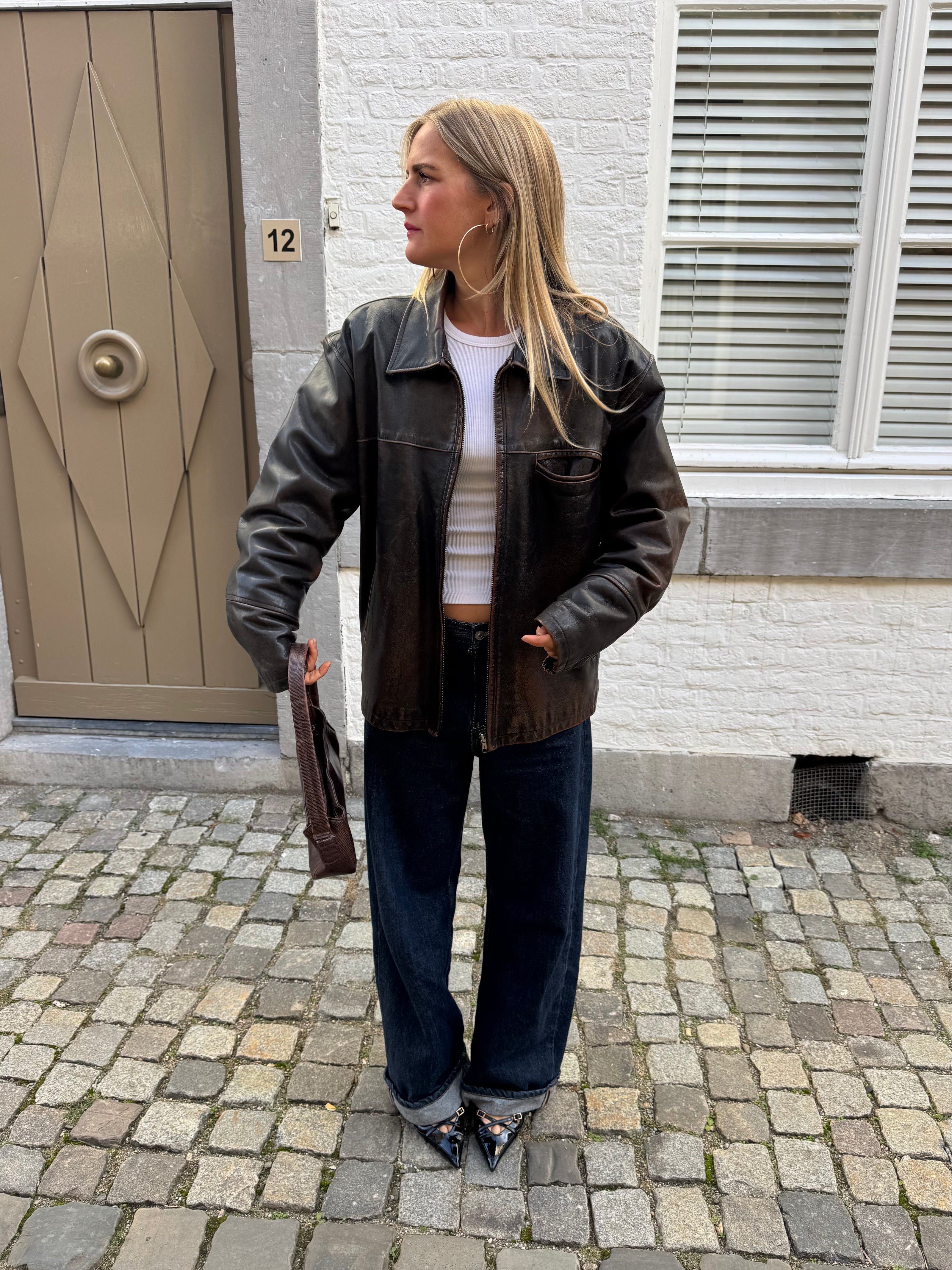 Brown Distressed Leather Jacket