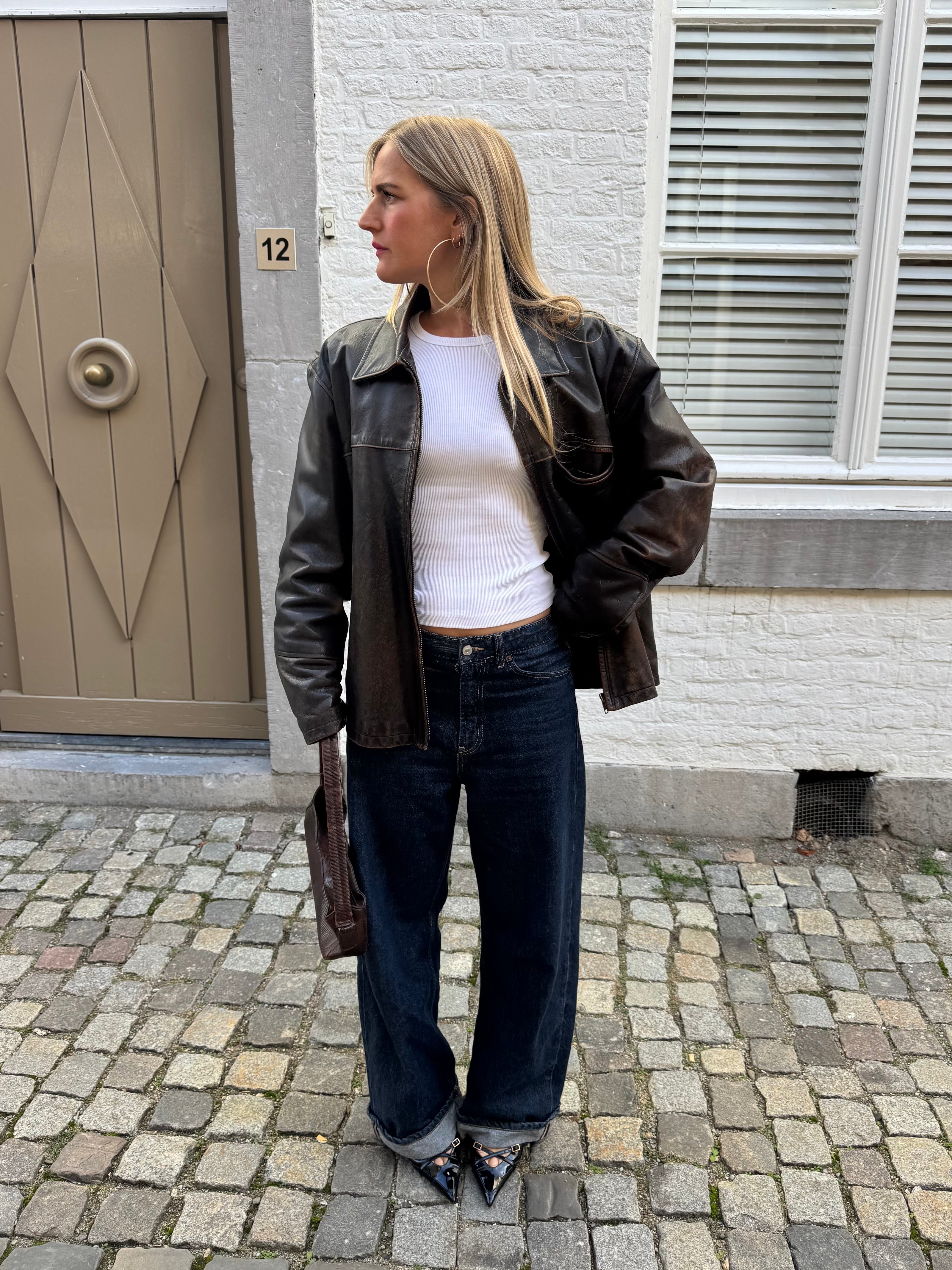 Brown Distressed Leather Jacket