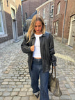90s Black Leather Bomberjacket