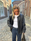 90s Black Leather Bomberjacket