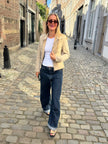 Light Beige Short Suede Vintage Jacket