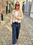 Light Beige Short Suede Vintage Jacket
