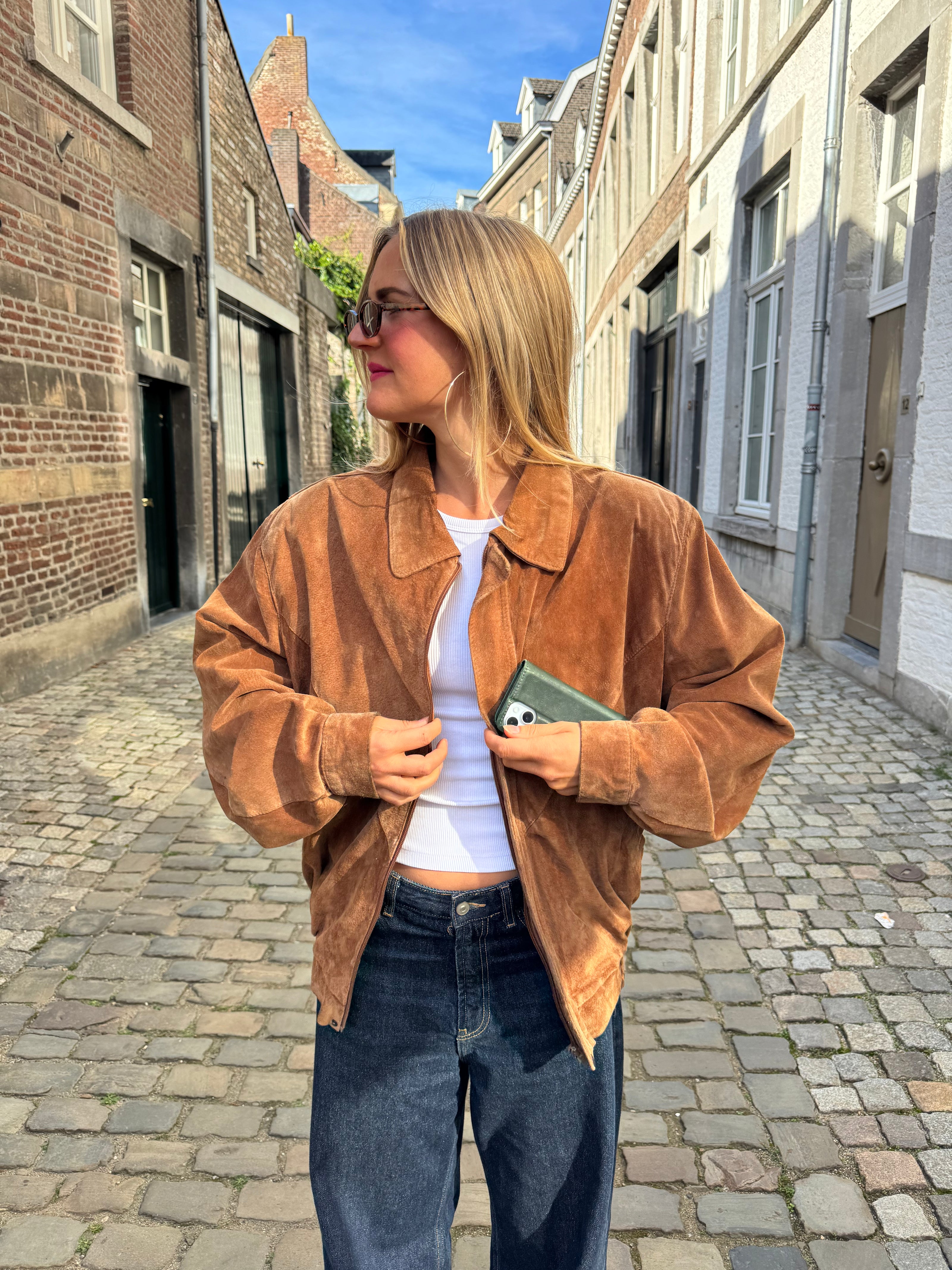 Camel Brown Vintage Bomber Jacket