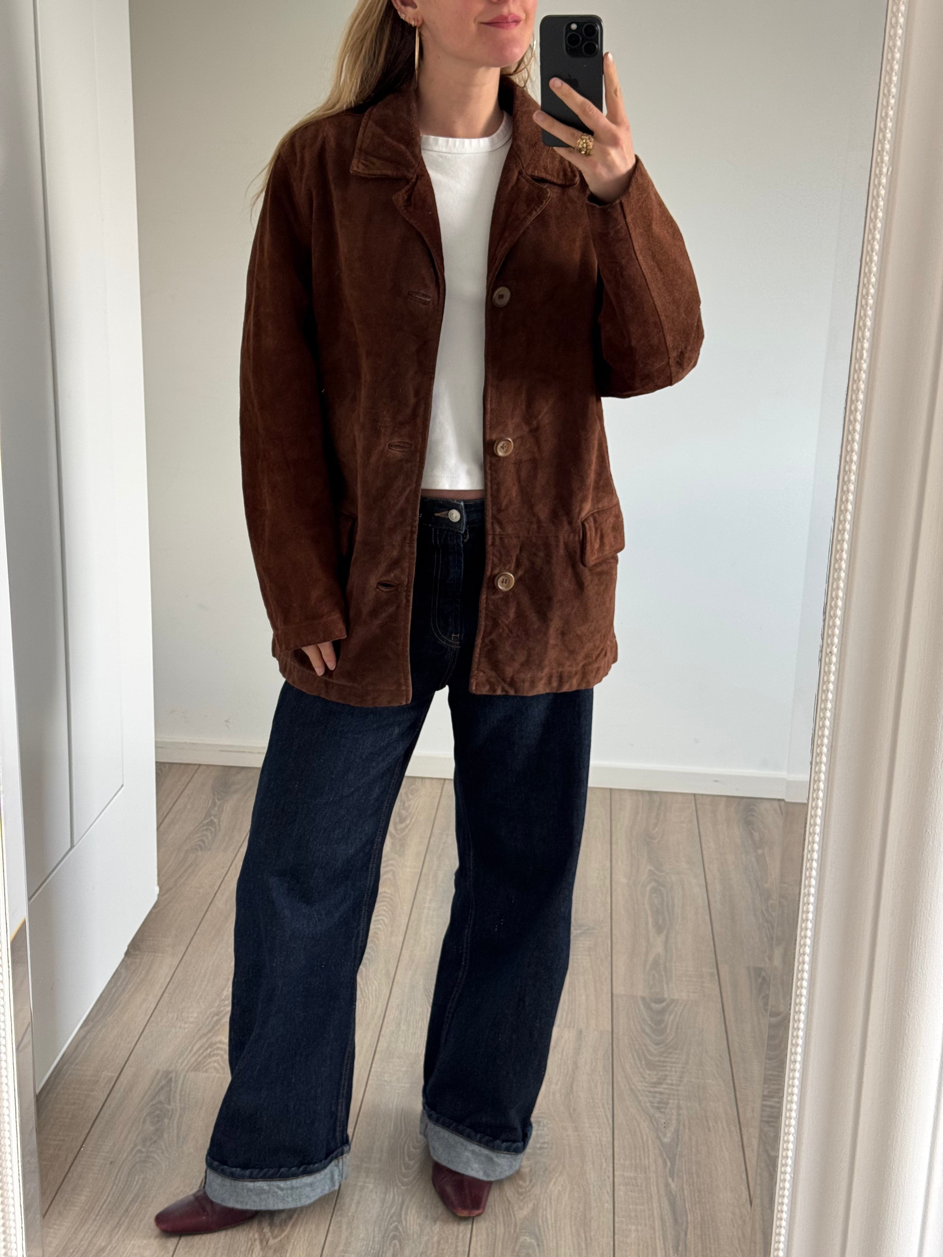 Vintage Brown / Camel Oversized Suede Jacket