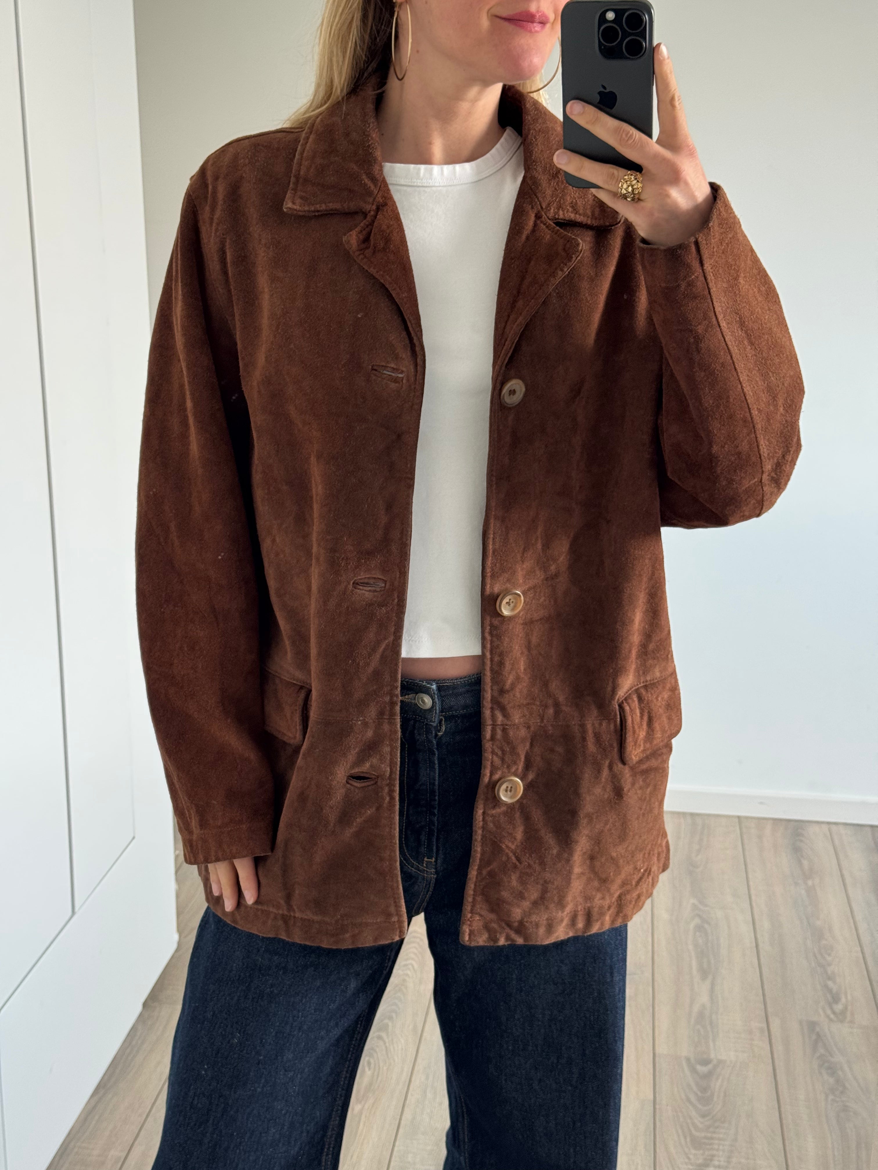 Vintage Brown / Camel Oversized Suede Jacket