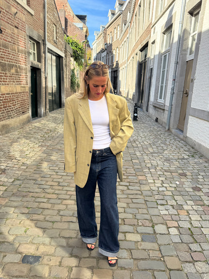 Yellow Beige Oversized Vintage Blazer