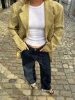 Yellow Beige Oversized Vintage Blazer