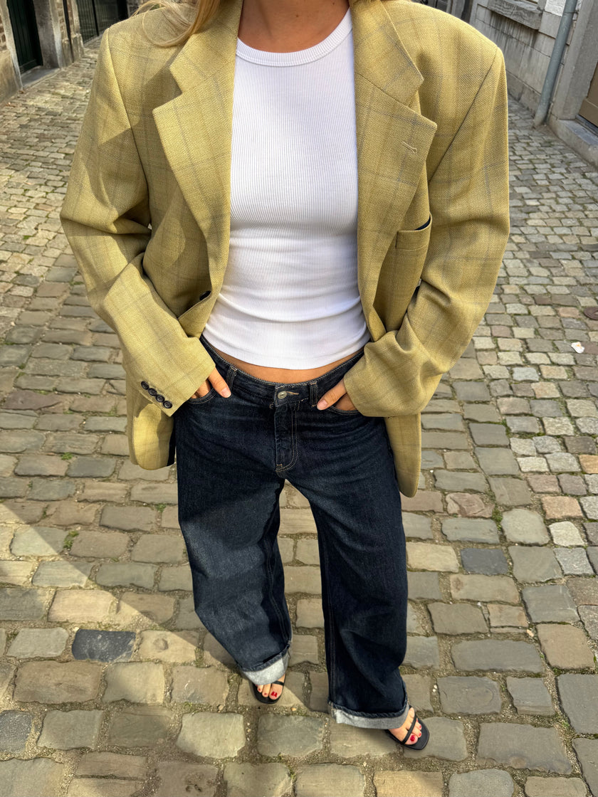 Yellow Beige Oversized Vintage Blazer