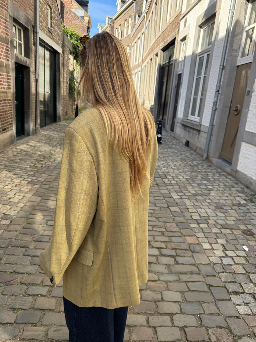 Yellow Beige Oversized Vintage Blazer