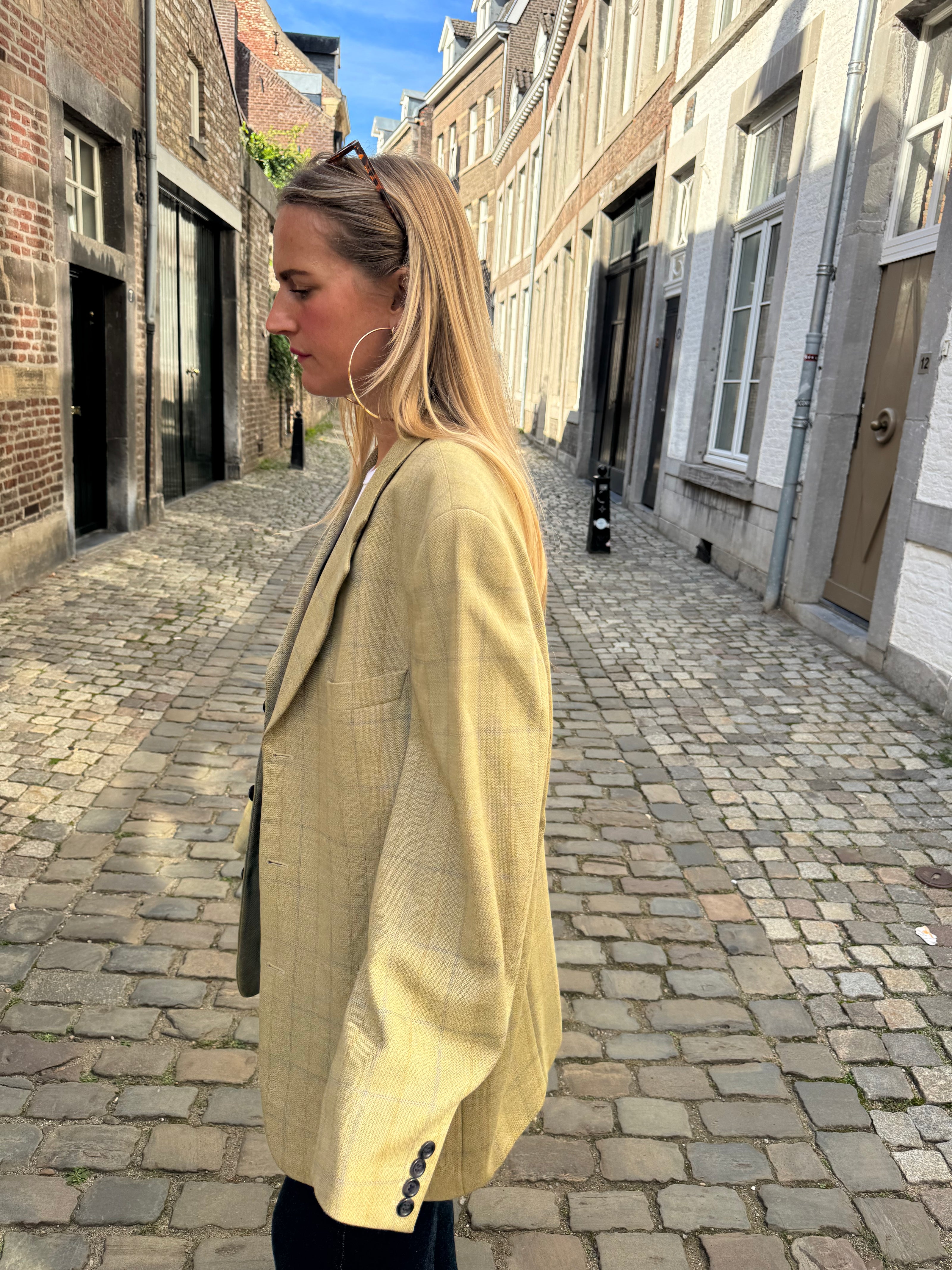 Yellow Beige Oversized Vintage Blazer