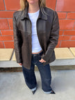 Oversized Brown Leather Vintage Jacket