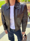 Brown Leather Shiny Vintage Jacket