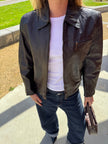 Brown Leather Shiny Vintage Jacket