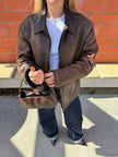 Dark Brown Rustic Faded Oversized Leather Jacket