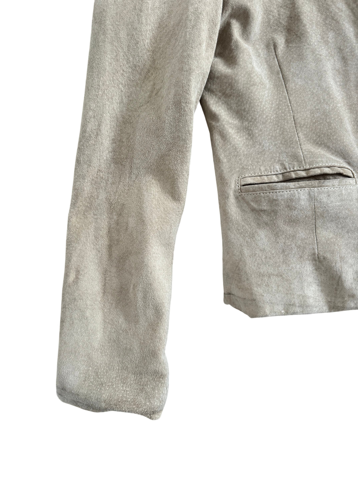 Light Beige Short Suede Vintage Jacket