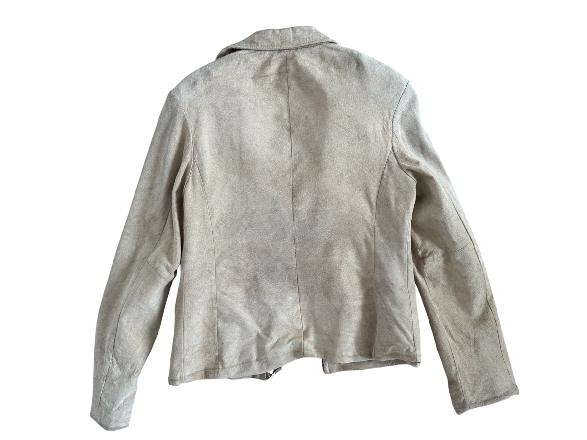 Light Beige Short Suede Vintage Jacket