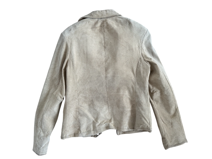 Light Beige Short Suede Vintage Jacket