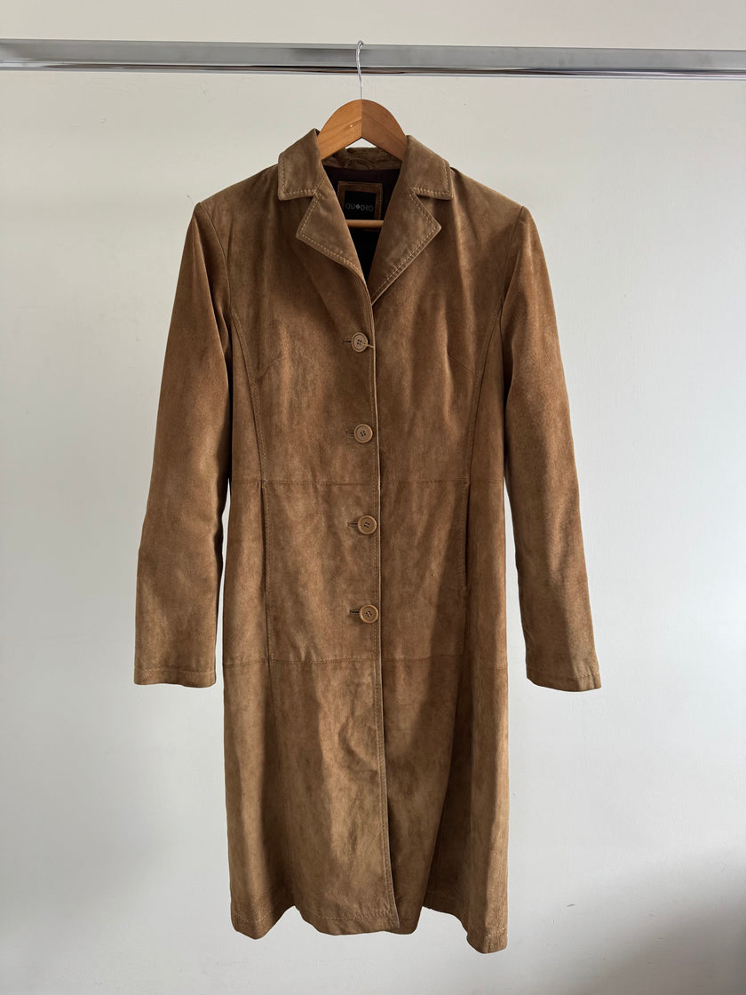 Golden Beige Suede Vintage Trenchcoat