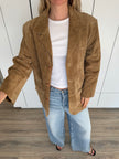 Golden Beige Suede Oversized Vintage Blazer