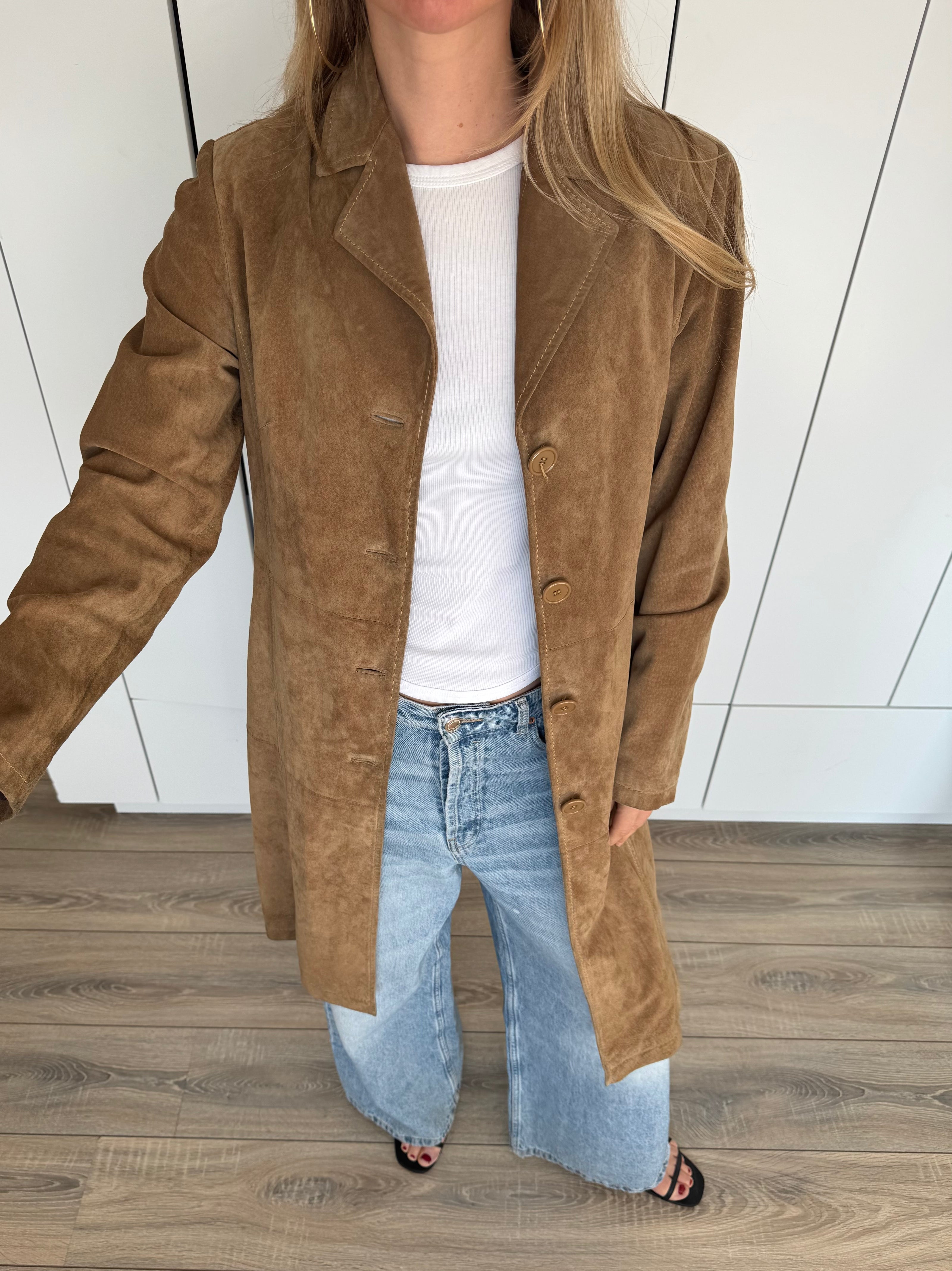 Golden Beige Suede Vintage Trenchcoat