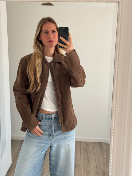 Oversized Light Brown Suede Vintage Jacket