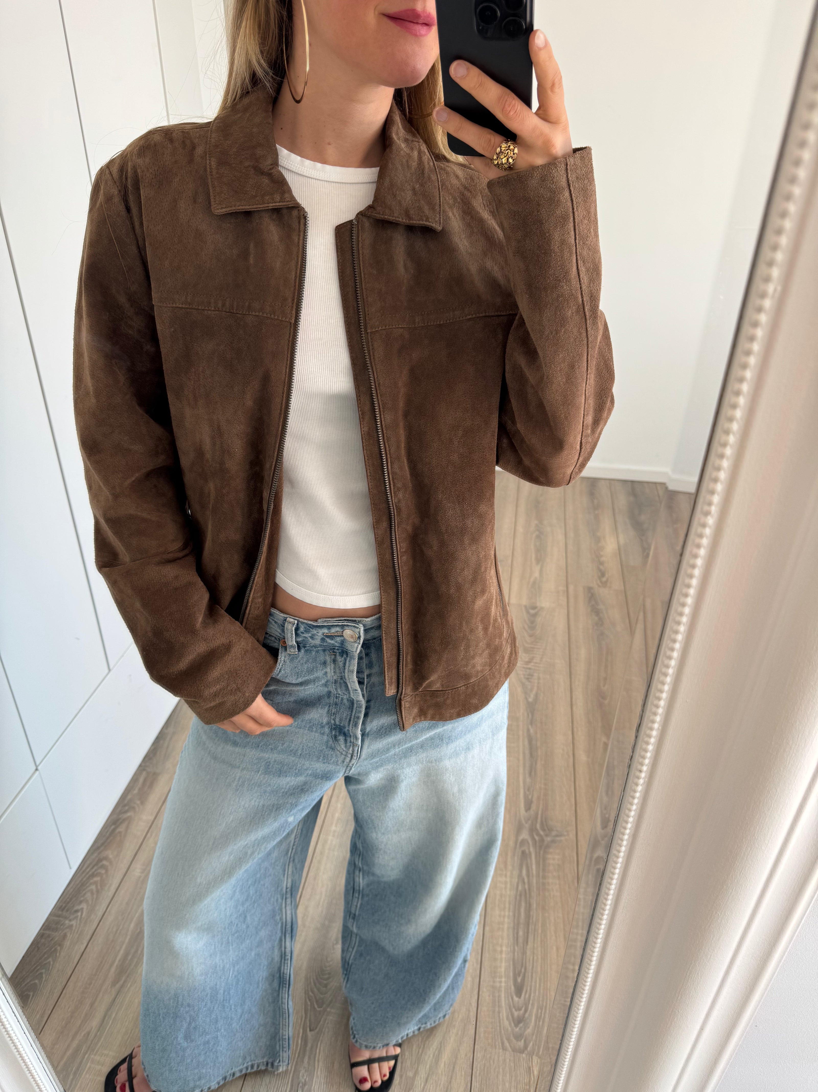 Oversized Light Brown Suede Vintage Jacket