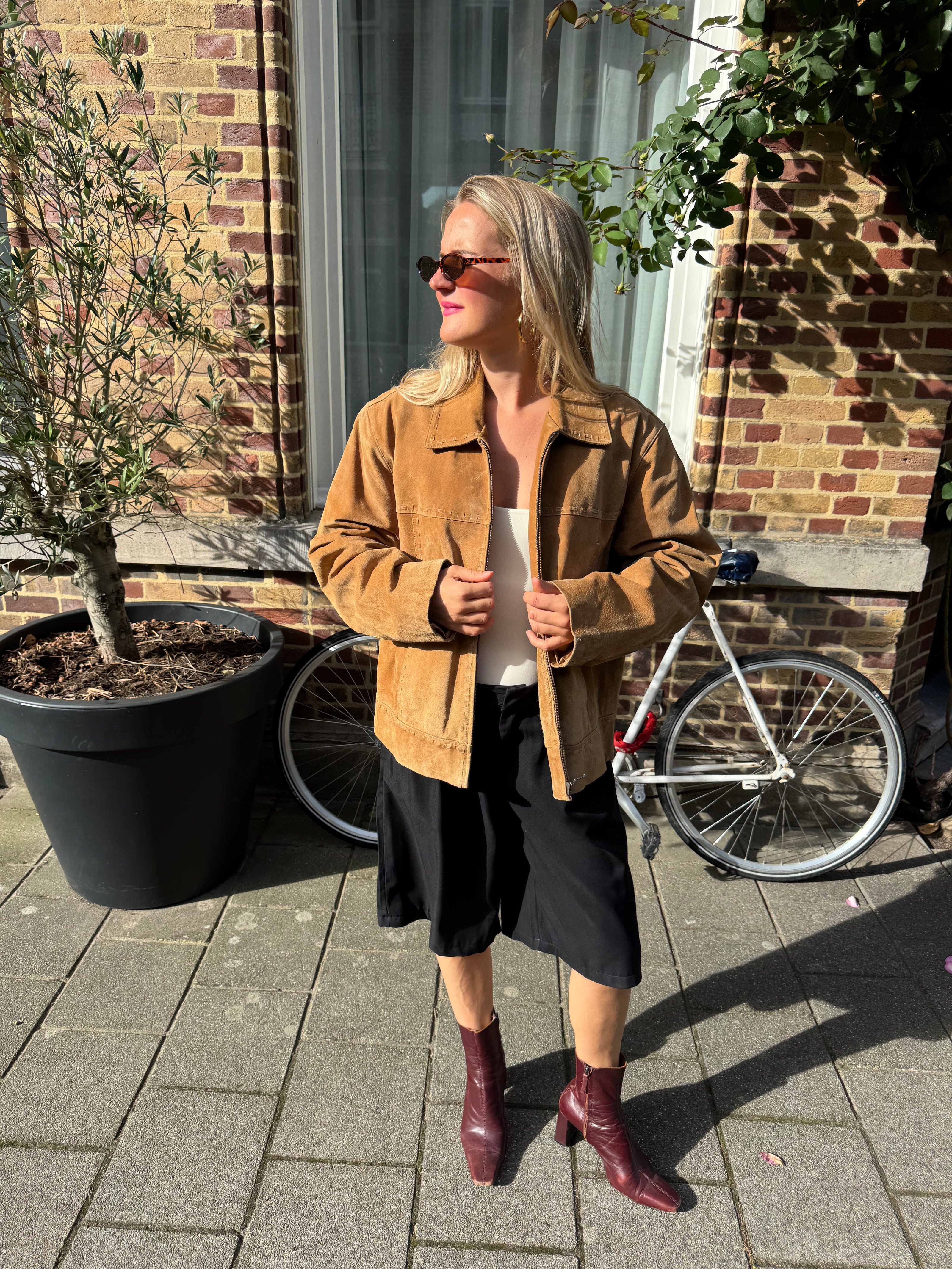 Oversized Camel Suede Jacket