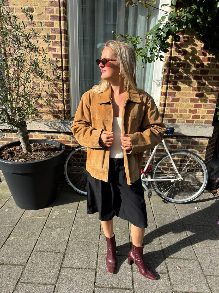 Oversized Camel Suede Jacket