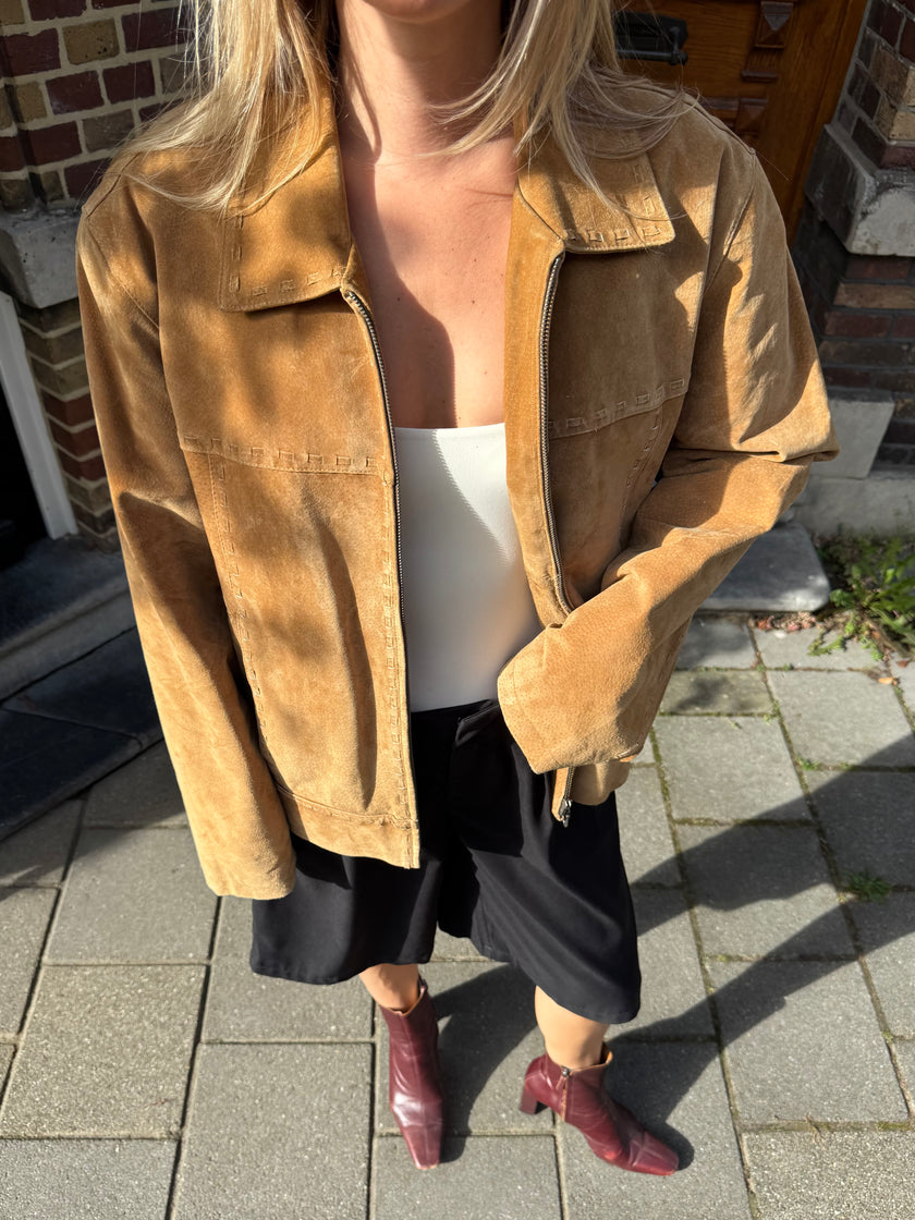 Oversized Camel Suede Jacket