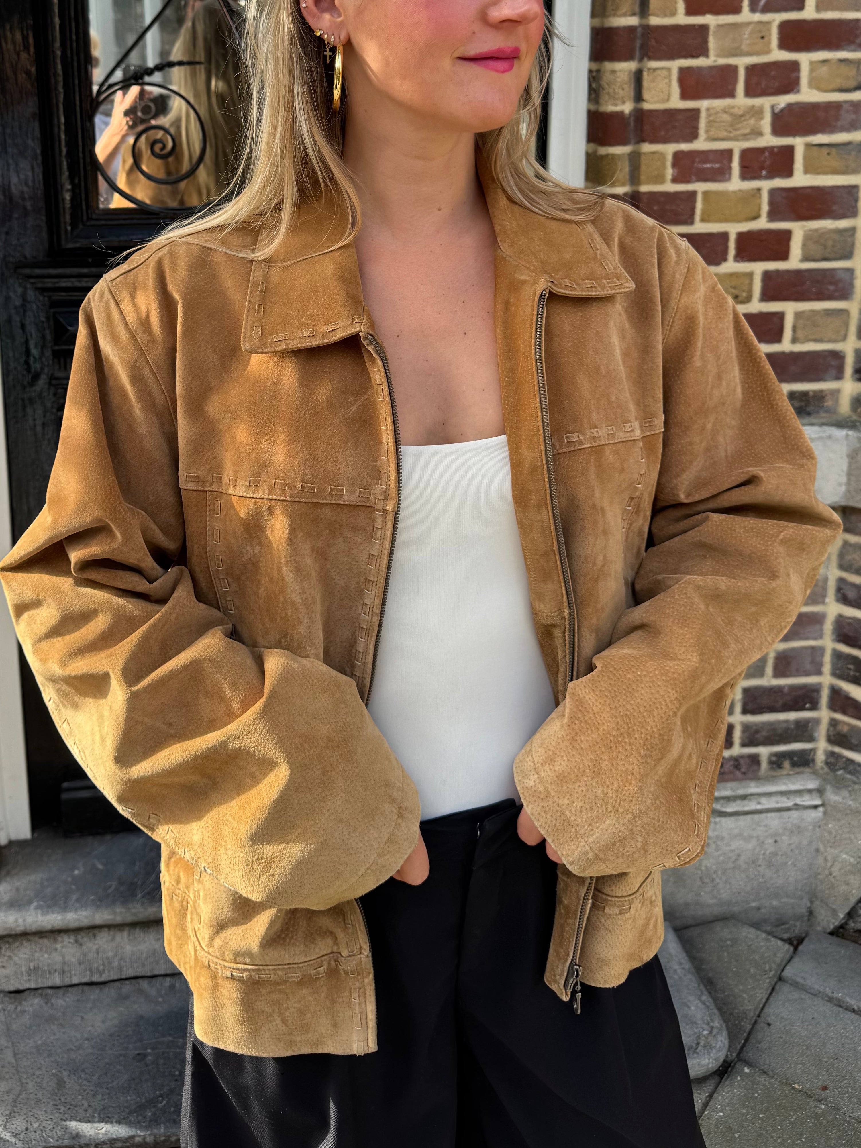 Oversized Camel Suede Jacket
